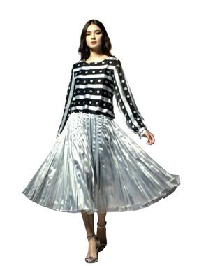 Vintage Raul Blanco Metallic Silver Evening Dress Size 8